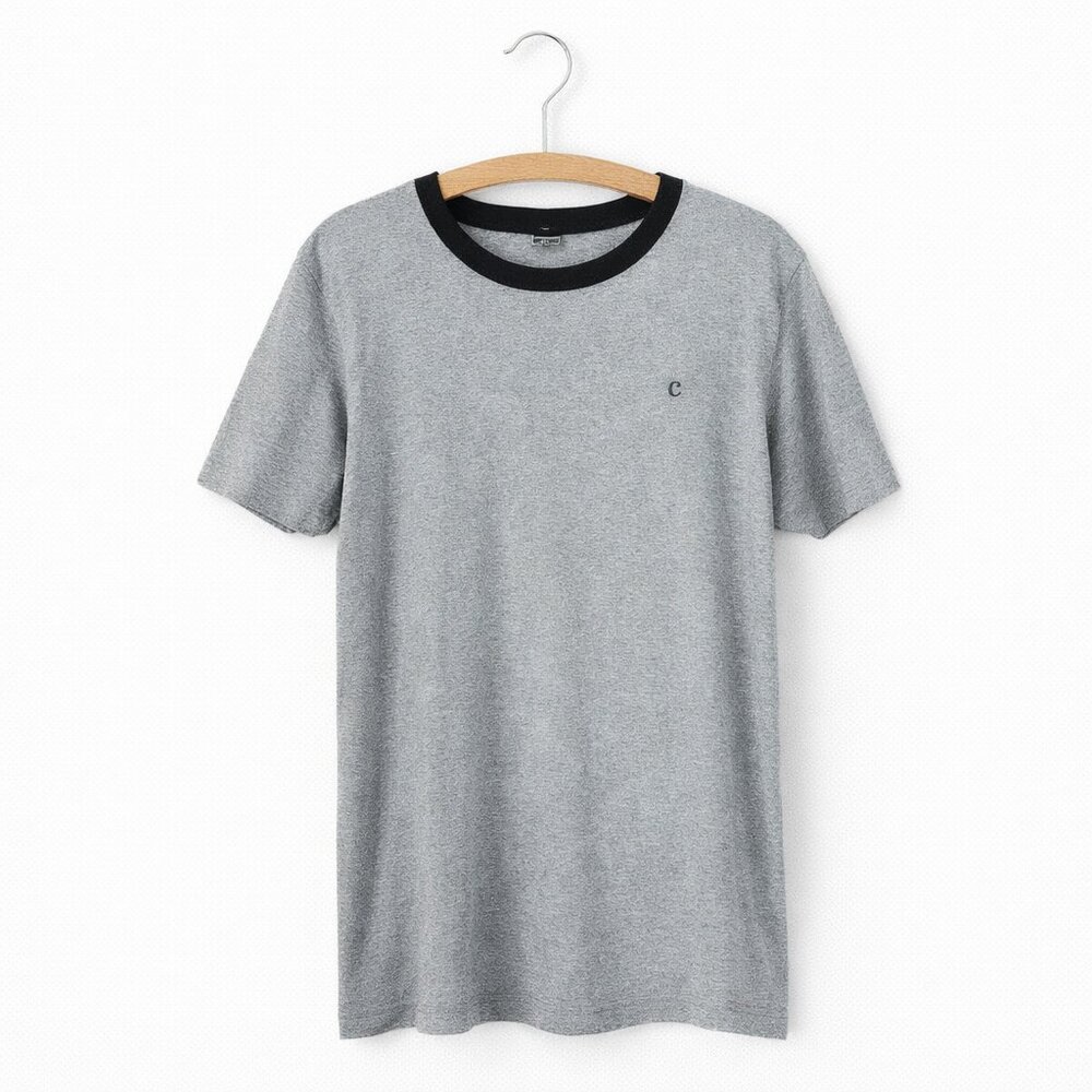 NINO CERRUTI | Navy & Ivory Striped Soft Tee Shirt - Size XL